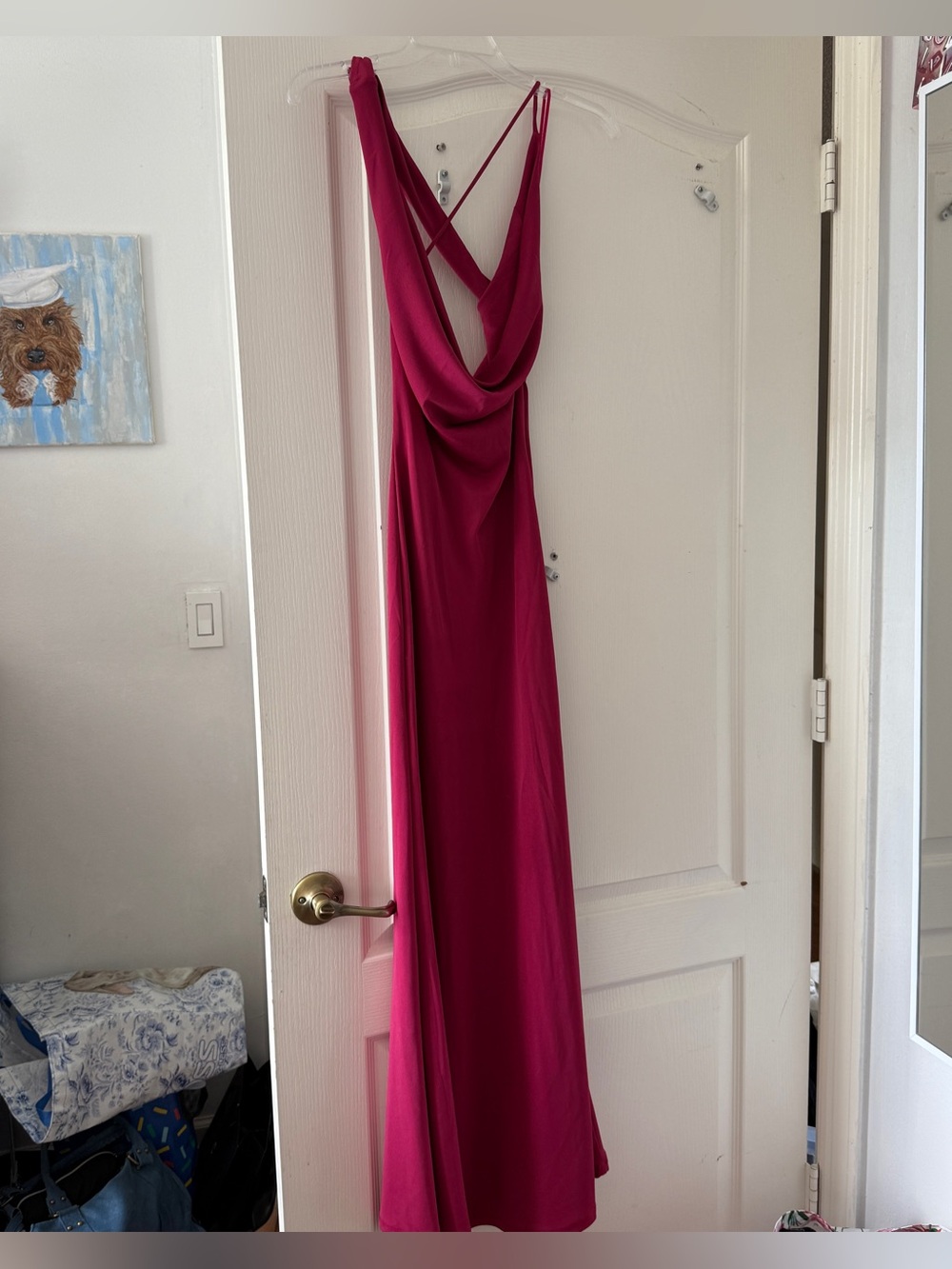 Zara Fuchsia Backless Cowl Dress